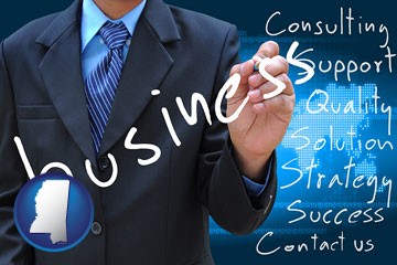 typical business services and concepts - with Mississippi icon