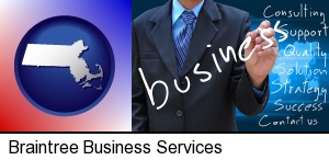 typical business services and concepts in Braintree, MA