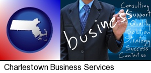 typical business services and concepts in Charlestown, MA