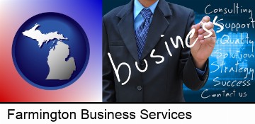 typical business services and concepts in Farmington, MI