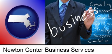 typical business services and concepts in Newton Center, MA